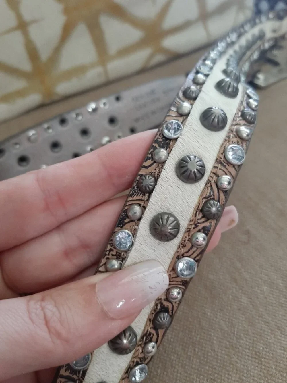 Angel ranch high end leather cow hide tlrhinwstonw Studded cowgirl belt Texas 30